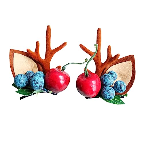 PACKOVE 2 Stück Weihnachtliche Haarspangen mit Rentiergeweih und Roten Beeren Teiliges Festliches Haarschmuck für Damen Geeignet für Party Festival Weihnachten und Fotografie von PACKOVE