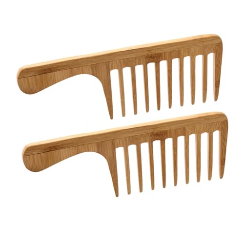 PACKOVE 2stücke Bambus Kamm Mit Großen Zähnen Für Lockiges Haar Ausdünnkamm Lockenkamm Frisierkamm Reisehaarbürste Bartpflegekamm Für Frauen Und Männer Zum Entwirren Und Glätten Von Nassen von PACKOVE
