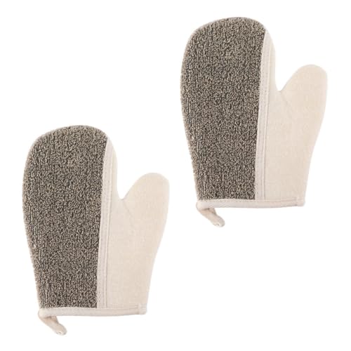 PACKOVE 2 Stück badetuch handschuhe Peelinghandschuhe Körper schrubben waschen Peeling handtücher Peeling-Handschuhe Badehandschuhe Dusche Versorgung Flachs Black von PACKOVE