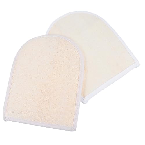 PACKOVE 2 Stück badetuch handschuhe luffa handschuh exfoliating glove skin clean hautrein Badeprodukte Peeling-Körperpeeling baumwollhandschuhe Bad Hautpflegehandschuh Duschhandschuh Weiß von PACKOVE