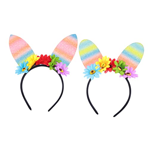 PACKOVE 2st Stirnband Haarreifen Mit Hasenohren Osterblume Haarband Mit Hasenohren Osterhasen Haarbänder Haarschmuck Für Babymädchen Haargummis Für Babys Plastik Hasen Ohren Blumen Kleine von PACKOVE