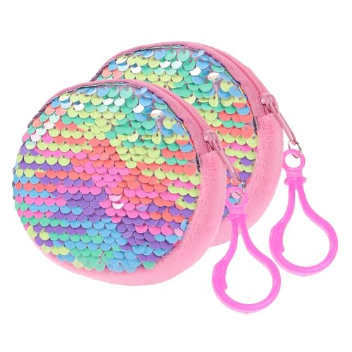 PACKOVE 2stücke Glitzer Geldbörse Für Damen Runde Clutch Großen Kapazität Funkelndem Design Und Praktischer Form Für Münzen Und Bargeld Pailletten von PACKOVE