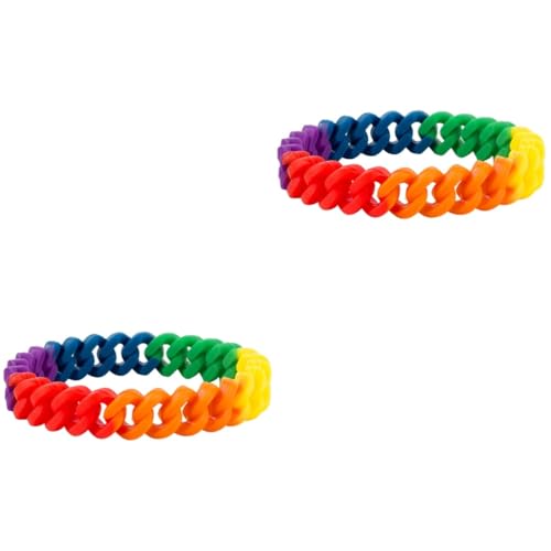 PACKOVE 2 party zubehör souvenir Party-Accessoire Geschenkidee schwules Armband männer LGBT-Armband Armbänder Regenbogen-Armband Gummiarmband einfach Schmuck von PACKOVE