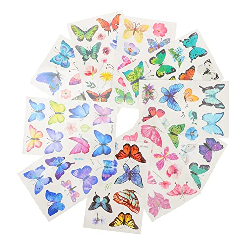 PACKOVE 20 Blatt Farbenfrohe Schmetterlings Tattoos für Temporäre Aufkleber Einfache Anwendung Hautfreundlich für Partys und Kreative Dekoration von PACKOVE