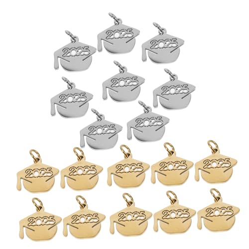 PACKOVE 20 Stück Anhänger Graduation Caps Charms für DIY Schmuck Schlüsselanhänger Basteln Goldfarbene und Stahlfarbene Doktorhut Charms Erinnerungsgeschenk zur Abschlussfeier von PACKOVE