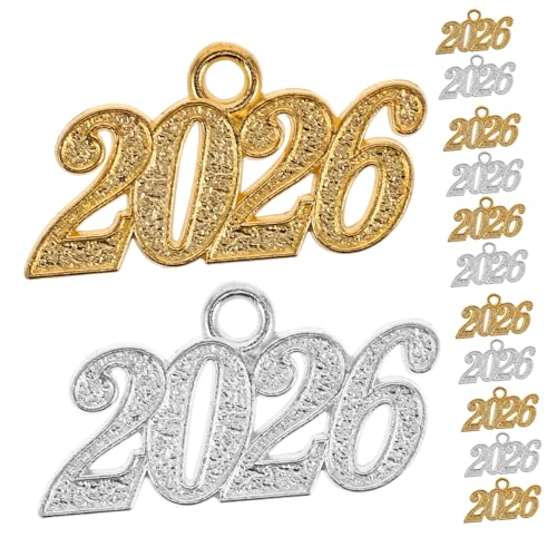 PACKOVE 20 Stück Teiliges Anhänger aus Langlebiger Zinklegierung Gold Silberfarbene Charms für Halsketten und Armbänder Vielseitig für DIY Schmuckherstellung und Neujahrsfeiern von PACKOVE