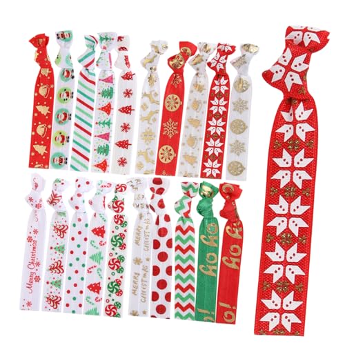 PACKOVE 20 Stück Teiliges Weihnachts Haargummi mit Knoten Bunte Haargummis mit Xmas Elastische Pferdeschwanzhalter für Damen und Mädchen Schonend Leicht Vielseitig für Festliche Frisuren von PACKOVE