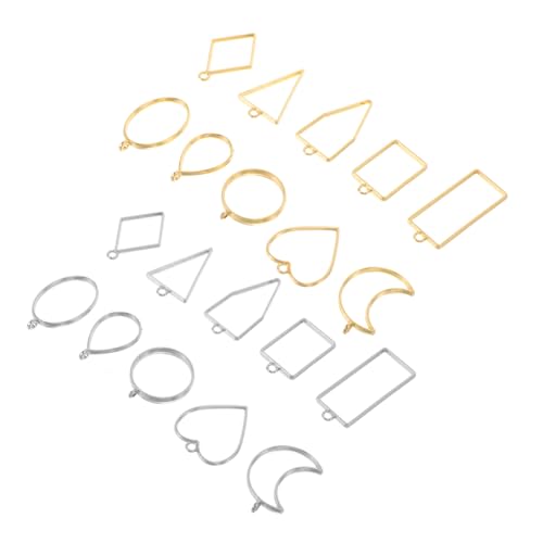 PACKOVE 20 Stück Teiliges Zinklegierung Anhänger Rahmen Herz Tropfen Geometrisch Offene Rückseite Schmuckzubehör für DIY Schmuckherstellung Epoxidharz Charms für Halsketten Ohrringe von PACKOVE