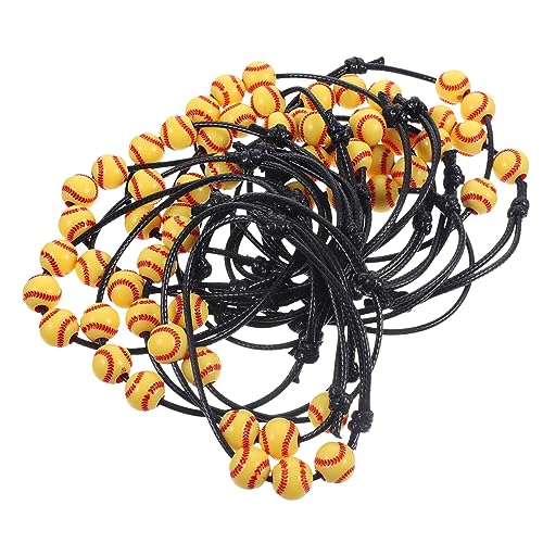PACKOVE 20 Stück Verstellbare Baseball Perlen Armbänder Sportliche Wachsseil Wristchains Für Baseballfans Partygeschenke Freundschaftsarmband von PACKOVE