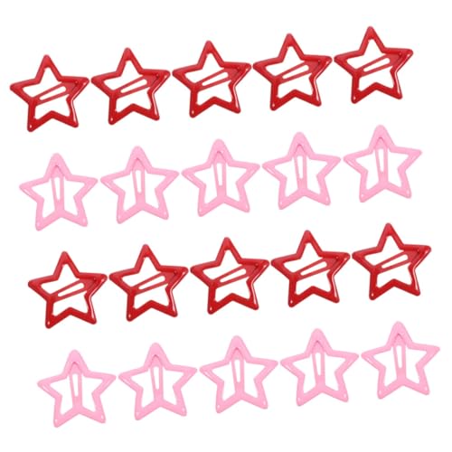 PACKOVE 20stücke Stern-haarspangen Schnapp-haarspangen Niedliche Für Mädchen Und Frauen Schöne Haar-accessoires Rosa Rot Geometrische -haarhalter von PACKOVE