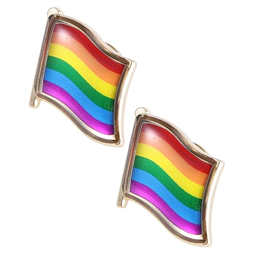 PACKOVE 2St Brosche rainbow pin pride pin Stellnadel schwule Party lgbt Schmuck Flaggen Regenbogenabzeichen schöne Abzeichen Modellieren Banner einstellen schmücken Mann Geschenk Metall von PACKOVE