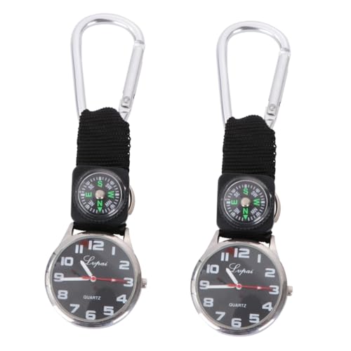 PACKOVE 2St Clip-Uhr Arbeitskittel Outdoor Uhr trauzeugengeschenke kletterschaukel kletterset Freizeituhren für Herren Krankenschwester Taschenuhr Ansteckuhr Karabiner Kompass Uhr Weiß von PACKOVE