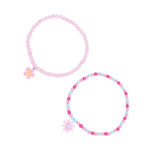 PACKOVE 2st Halskette Für Kinder Perlenketten Perlenarmband Für Kinder Prinzessin Verkleiden Spielzeug Perlen Choker Halskette Süße Perlenkette Kinderkette Acryl Zubehör Sonnenblume Rosa von PACKOVE