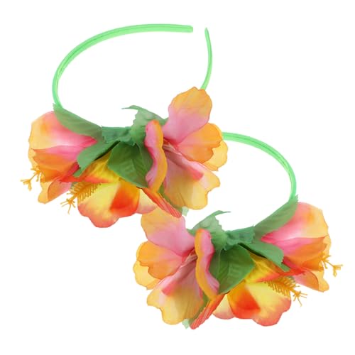 2St Hawaii-Blumen-Stirnband Blumen-Haarschmuck für Frauen Luau-Party-Kopfbedeckung mottoparty hawaii party kopfschmuck Make-up-Stirnband Haarbänder Blumenstirnband Luau-Haarblume von PACKOVE