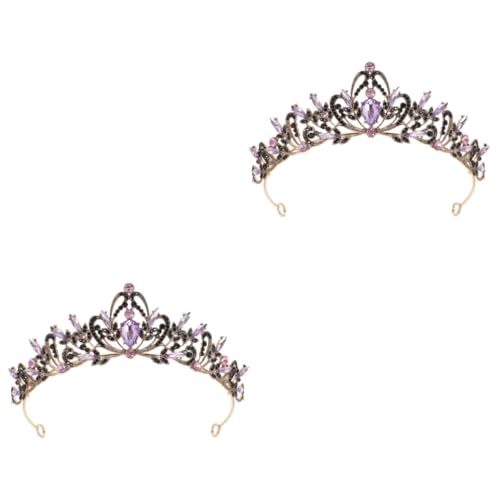 PACKOVE 2st Krone Mädchen Tiara Roségoldenes Dekor Stirnband Mit Pailletten Paillettenanzug Goldene Ohrhänger Haarschmuck Für Den Abschlussball Leuchter Braut Zink Prinzessin von PACKOVE