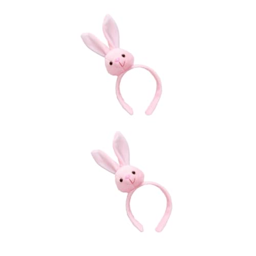 PACKOVE 2st Kaninchen-stirnband Häschen Haarband Häschen-ostern-stirnband Weiches Häschen-stirnband Hasenohren-stirnband Ostern Haarband Stoffhase Plüschhase Kind Dreidimensional Tier Rosa von PACKOVE