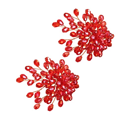 PACKOVE 2st Schuhclip Alias ​​para Mujer Dekorative Blumenschuhanhänger Kleid Sandale Schuh Clips Strass Schuh Blumen Kristall Dekorationen Rot Abnehmbar Damen von PACKOVE