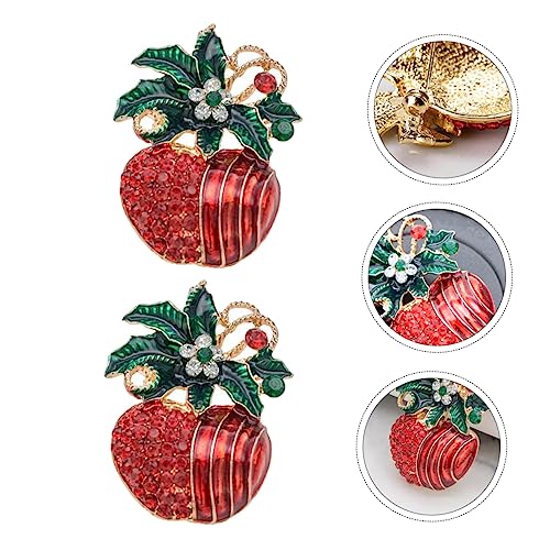 PACKOVE 2St Weihnachts-Apfel-Brosche Abzeichen Stift Weihnachtsschmuck weihnachtsgeschenke weihnachts präsente weihnachtsbrosche zubehör Weihnachtsbekleidungszubehör Obst von PACKOVE