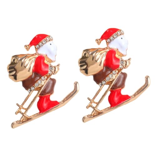 PACKOVE 2St Weihnachts mann Brosche catchring tatsächl Broschen für Damen Weihnachtsgeschenk Weihnachtsstifte Geschenke Santa Broschen Weihnachts-Anstecknadel Revers Schmuck Fräulein rot von PACKOVE