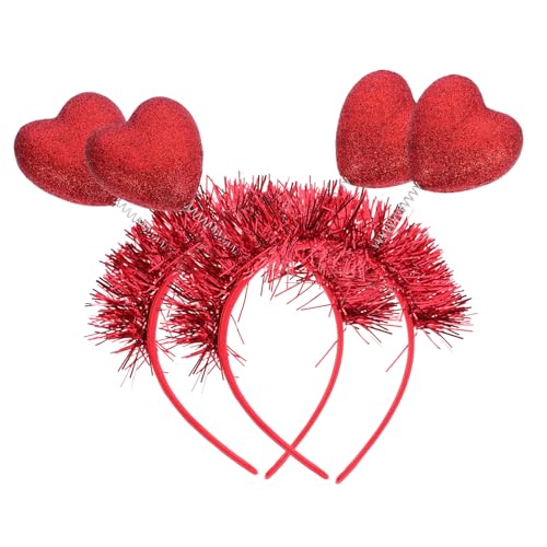 PACKOVE 2St liebe Stirnband-Requisiten hair accessories for girls hochzeitshaar schmuck Herz-Kopf-Bopper rotes Stirnband Make-up-Stirnband Tiara Kopfbedeckung für Mädchen Partyzubehör Pop von PACKOVE