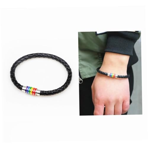 PACKOVE 2St light licht weiblichkeit valentine's day die bescherung LGBT-Armband Männer Paar schwarzes Lederarmband verstellbares Armband schwules gestricktes Armband Weben Schmuck Zubehör von PACKOVE