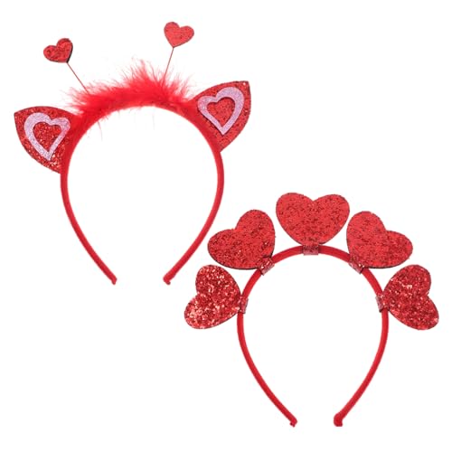 PACKOVE 2St valentinstag stirnband Valentins-Stirnbänder für Erwachsene Valentinskrone hair toppers for women hair bows for women Make-up-Stirnband stutzenhalter Haarbänder für Damen Ohr von PACKOVE