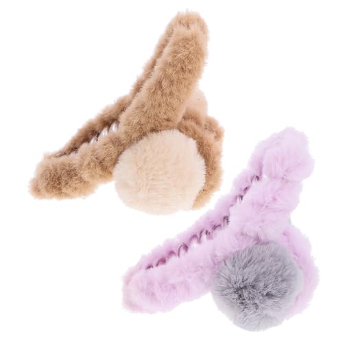 PACKOVE 2Stücke Haarspangen Für Damen Pelzige Haarklammern Und Lange Und Dicke Haarklammern Für Stylisches Haar Styling Modisches Haar Accessoire von PACKOVE