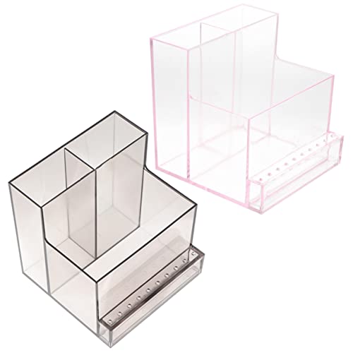PACKOVE 2Stücke Nagelbohrer Bit Organizer Praktische Aufbewahrungsbox für Maniküre Zubehör Kompakt und Tragbar für Salon und Zuhause aus Hochwertigem Material Transparent von PACKOVE