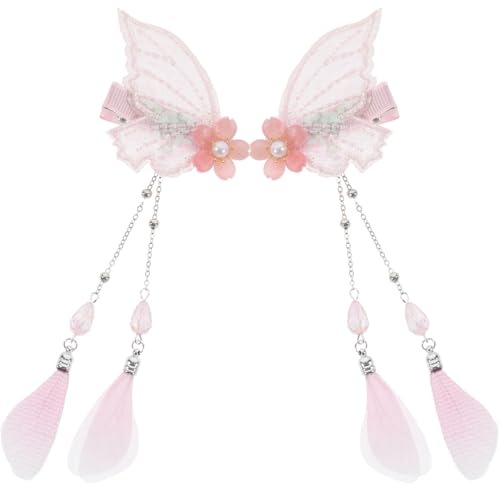 PACKOVE 2Stücke Schmetterlings Haarclips mit Quaste Süße Haarspangen für Damen für Alltag Partys und Besondere Anlässe Sicher und Langlebig Einfach zu Handhaben von PACKOVE