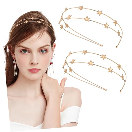 PACKOVE 2stücke Stirnband Mit Sternen Damen Kopfbedeckung Haarreif Schöne Kopfschmuck Weihnachts Haarschmuck Für Party Feiertage Cosplay von PACKOVE