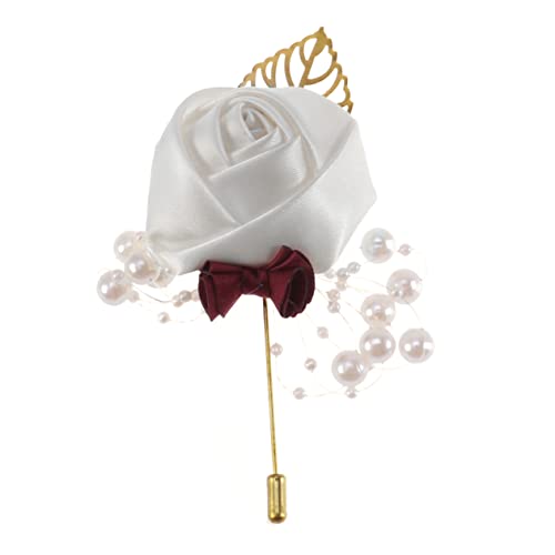 PACKOVE 2st Hochzeit Anstecker Blumen Knopflöcher Brustnadel Brosche Blumenstrauß Ansteckblume Bräutigam Braut Kleiderbrosche Hochzeitsrosenbrosche Perle Schmücken Weiß Bankett von PACKOVE