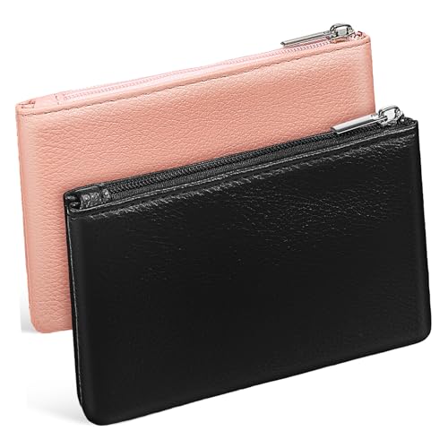 PACKOVE 2st Kleine Rosa Handtasche Kleines Schminktäschchen Für Die Handtasche Geldbeutel Mit Reißverschluss Geldbörsen Portemonnaie Münzen Brieftasche Fräulein Pu-Leder Kurz Münzbeutel von PACKOVE