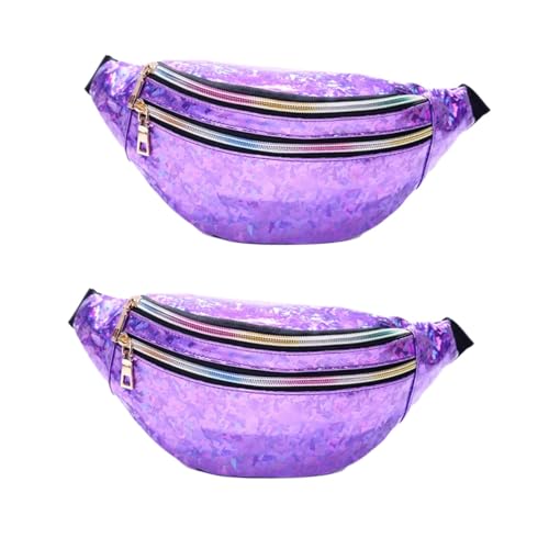 PACKOVE 2St Hüfttasche Umhängetasche für Damen Rave-Tasche Mini-Rucksack-Spielzeug Bauchtasche Paillette Makeup Tasche Kosmetiktasche gürteltasche Sommer Herbst Müllbeutel Fräulein Violett von PACKOVE