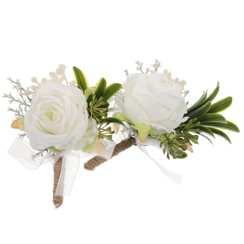 PACKOVE 2stücke Ansteckblume Für Herren Weiße Boutonniere Künstliche Blume Anstecknadel Bräutigam Trauzeugen Hochzeitszubehör Für Hochzeit Abschlussball Feier von PACKOVE