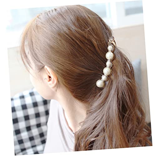 PACKOVE 2stücke Bananen-haarspange Mit Perlen-design Vertikaler Clip Für Pferdeschwanz Hochstecken Für Damen Und Verschiedene Anlässe von PACKOVE