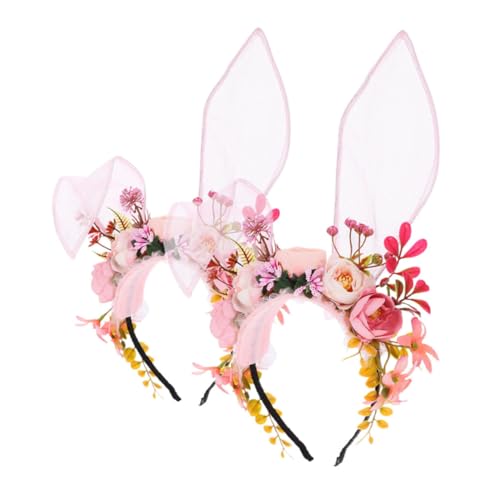 PACKOVE 2stücke Blumenkranz Mit Hasenohren Kopfbedeckung Für Halloween Geburtstag Und Cosplay Bequemer Haarreif Für Damen Und Mädchen von PACKOVE