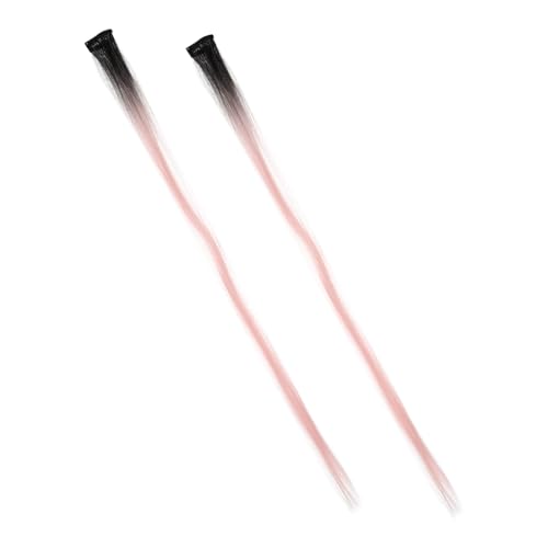 PACKOVE 2stücke Bunte Pinke Haarverlängerungen Clip-in Highlights Für Und Mädchen Gerade Synthetische Haarteile Für Halloween Weihnachten Und Cosplay von PACKOVE