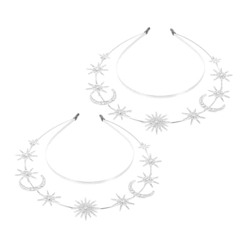 PACKOVE 2stücke Doppel-layer Haarschmuck Für Göttinnen Metall-stirnband Mit Sechsäugigem Stern Und Mond Cosplay Haaraccessoires Für Partys Und Hochzeiten von PACKOVE