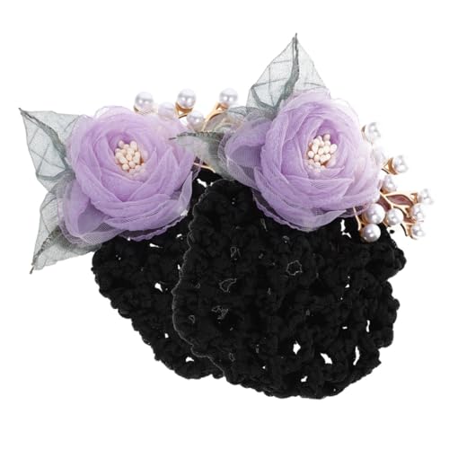 PACKOVE 2stücke Dutt-netz Für Damen Mit Blumen-dekor Dutt-abdeckung Mit Clip Haarnetz Für Hochsteckfrisur Haar-accessoire Für Frauen Dutt-halter Mit Netzdesign von PACKOVE