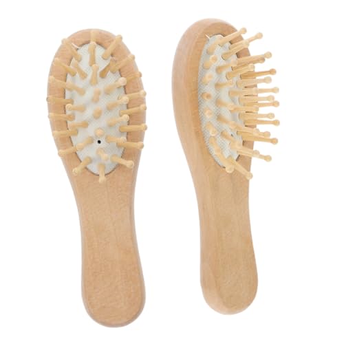 PACKOVE 2stücke Tragbare Haarbürste Aus Holz Antistatische Selbstreinigende Bürste Holzmassagekamm Mini-entwirrungsbürste Paddle-bürste Tragbarer Massagekamm Für Frauen Und Mädchen von PACKOVE
