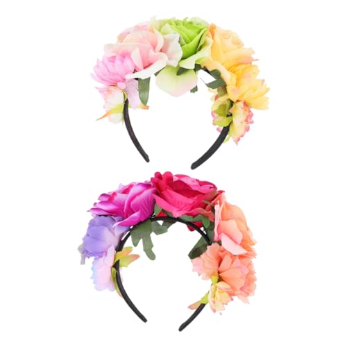 PACKOVE 2stücke Rosa Blumenhaarband Modische Haarschmuck Für Partys Festivitäten Cosplay Leicht Langlebig Und Angenehm Zu Tragen Für Fotoaufnahmen Und Themenfeiern von PACKOVE