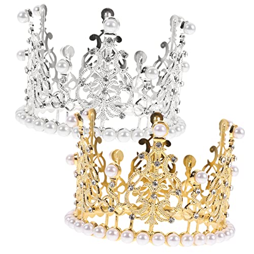 PACKOVE 2stücke Stilvolle Krone Kopf-tiara Haarschmuck-dekor Kopfbedeckung Für Geburtstagspartys Tiara Aus Legierung Für Junge Mädchen Hochzeit Party Accessoires von PACKOVE