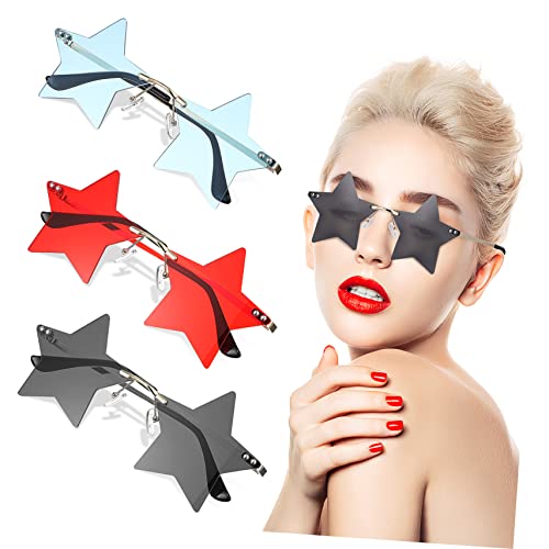 PACKOVE 3 Paare Randlose Stern Sonnenbrillen mit Goldfarbenem Rahmen Stylische Party Eyewear für Damen und Herren Leichte Bequeme Ravesonnenbrillen für Karneval Show und Festival PACKOVE 3 Paare Randlose Stern Sonnenbrillen mit Goldfarbenem Rahmen Stylische Party Eyewear für Damen und Herren Leichte Bequeme Ravesonnenbrillen für Karneval Show und Festival von PACKOVE
