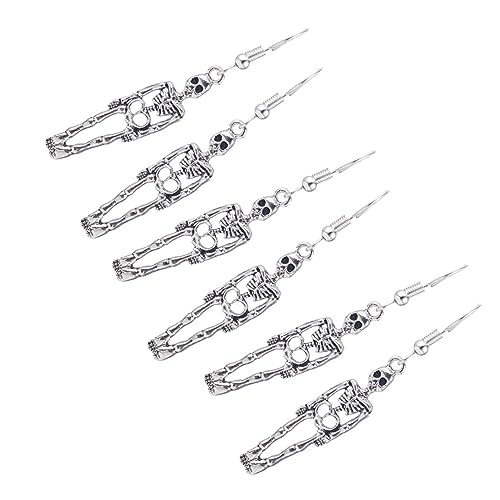 PACKOVE 3 Paare Retro Halloween Ohrstecker mit Detailliertem Schädel Anhänger Leichter Legierungs Schmuck für Damen und Alltag Stilvolle Skelett Ohrhänger als Gruseliges Party Accessoire von PACKOVE