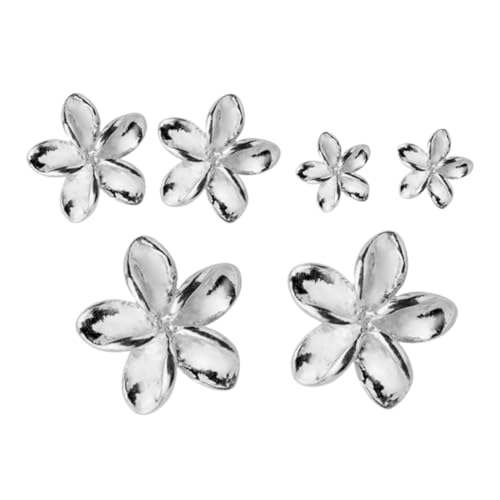 PACKOVE 3 Paare Silber Ohrstecker Blumen Ohrschmuck Mittlere Kleine Große Blütenform Leicht und Hautfreundlich Damen Geschenk für Alltag Hochzeit Party von PACKOVE