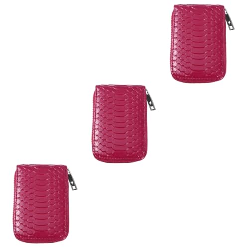 PACKOVE 3 STK Kartenhalter mit Schlangenmuster Geldbörse Kredittasche Kreditinhaber scheckkarten-etui kreditkartenhalter portmonee Herren Orgelgeldbeutel Männer Lederhalter Violett von PACKOVE