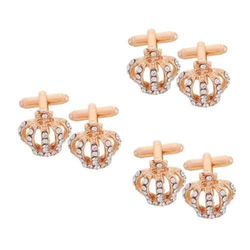 PACKOVE 3 Sätze Manschettenknöpfe Mit Krone Kronarmband Für Männer Schwerlasthaken Nieten Rhinestone Manschettenknöpfe Goldene Manschettenknöpfe Anzug Manschettenknöpfe Diamant 2 Stück * 3 PACKOVE 3 Sätze Manschettenknöpfe Mit Krone Kronarmband Für Männer Schwerlasthaken Nieten Rhinestone Manschettenknöpfe Goldene Manschettenknöpfe Anzug Manschettenknöpfe Diamant 2 Stück * 3 von PACKOVE
