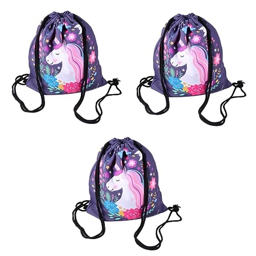 PACKOVE 3 Stk Tasche Mit Kordelzug Rucksack Taschen Mit Kordelzug Cartoon-rucksäcke Tasche Für Partygeschenke Tragetaschen Geschenktüten Geschenktüte Einschulung Schnur Karikatur Polyester von PACKOVE