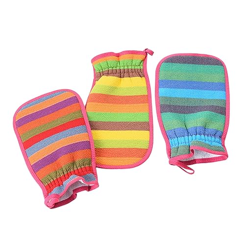 PACKOVE 3 Stück Doppelseitige Peelinghandschuhe aus Pflanzenfaser Exfolierende Badetücher für Körperpflege und Unisex Hautschonend für Sanftes Peeling und Massage Zufällige von PACKOVE