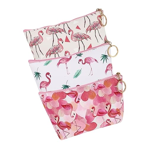 PACKOVE 3 Stück Flamingo Kosmetiktasche Teiliges Tragbar für Reisen für Make Up und Toilettenartikel für Damen und Herren Hochwertige PU Materialien Leicht und Langlebig von PACKOVE
